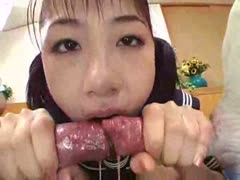 Asian beastiality lover sucking a dog dick